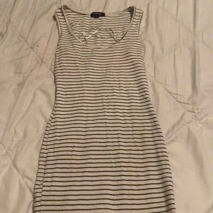 Black and white striped fitted dress